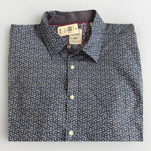 Society Of Threads Men's XXL Stretch Slim Fit Blue Floral Button Up Shirt